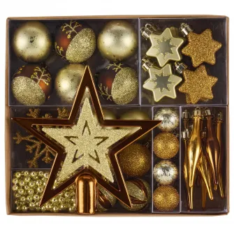 Set 52 de ornamente brad Kring, diverse forme si dimensiuni, Aramiu