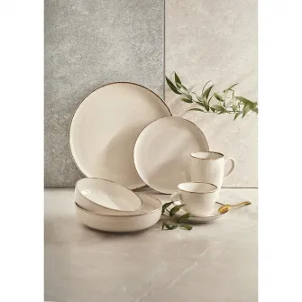 Set 6 farfurii desert Ambition Craft, portelan, 19 cm, bej