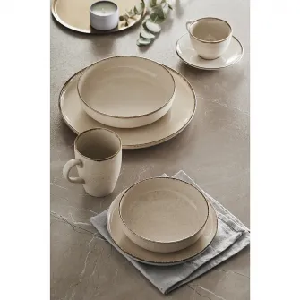 Set 6 farfurii desert Ambition Craft, portelan, 19 cm, bej