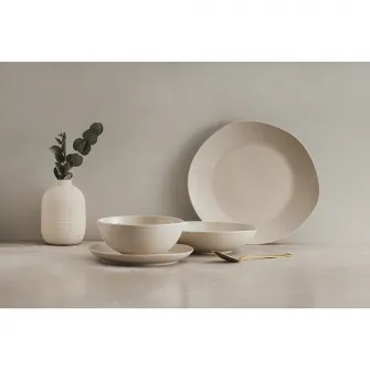 Set 6 farfurii plate Ambition Organic, portelan, 30 cm, bej