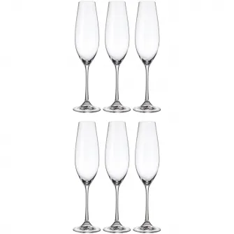 Set 6 pahare sampanie Bohemia Columba, cristalin, 260 ml