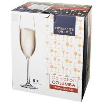 Set 6 pahare sampanie Bohemia Columba, cristalin, 260 ml