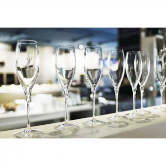 Set 6 pahare sampanie cu picior Bormioli Premium, 260 ml, sticla cristalina