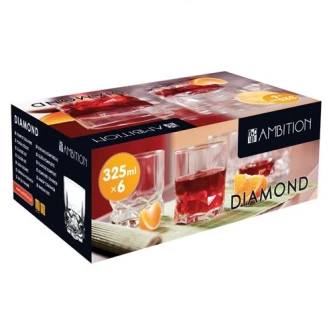 Set 6 pahare whisky, Ambition Diamond, 325 ml