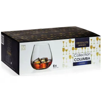 Set 6 pahare whisky Bohemia Columba, cristalin, 380 ml