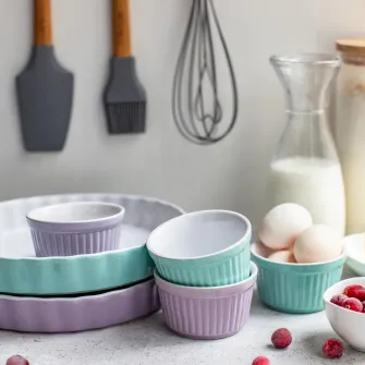 Set 6 vase ramekin, Ambition Ginger, ceramica, 9 cm / 150ml, violet
