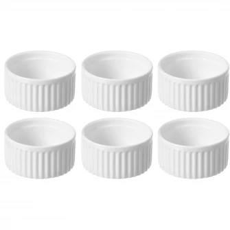 Set 6 vase ramekin, Hendi, portelan, rezistent pana la 600°C, 120x55 mm