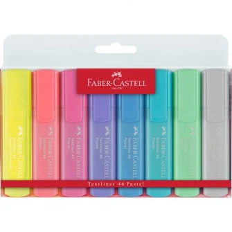 Set 7 Textmarkere pastel si un textmarker galben Faber-Castell 1546