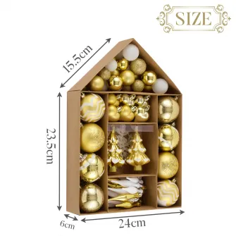Set 70 de ornamente brad Kring, diverse forme si dimensiuni, Auriu