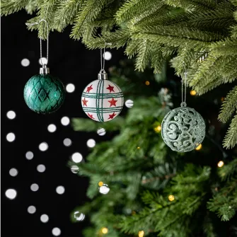 Set 70 de ornamente brad Kring, diverse forme si dimensiuni, Verde menta/Alb