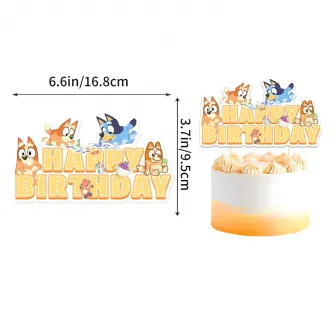 Set accesorii pentru petrecere Tyrael-SEA, tematica Bluey Orange/Blue, steaguri cu litere, baloane, multicolor