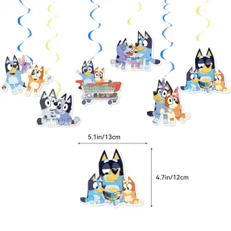 Set accesorii pentru petrecere Tyrael-SEA, tematica Bluey Orange/Blue, steaguri cu litere, baloane, multicolor