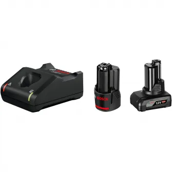 Set acumulator/incarcator Bosch Professional 1600A01NC9, 12 V, 1 acumulator 2 Ah, 1 acumulator 4 Ah, incarcator rapid, cutie carton
