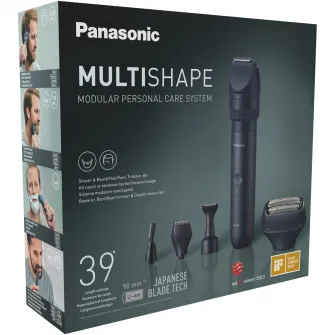 Set aparat de ras & gromming barba / fata Panasonic MultiShape XSHAPE SEASON, acumulator Li-Ion, autonomie 90min, quick charge 1H, utilizare piele umeda/uscata, Husa transport, Negru