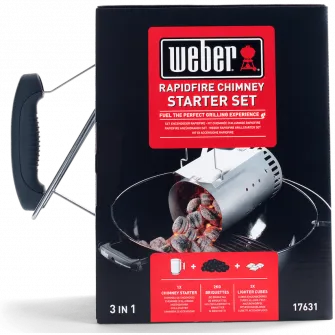 Set aprindere carbuni 3 in 1 Weber, cupa, brichete 2 Kg si 3 cuburi pentru aprindere