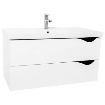 Set baza mobilier baie si lavoar (chiuveta) Badenmob Seria 097,suspendat, cu sertare, 100 cm, Alb