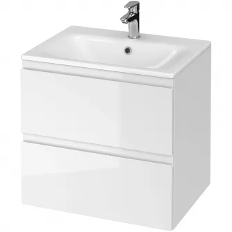 Set baza mobilier Cersanit B275 Moduo IN 60 DSM + lavoar Cersanit, sertare soft close, 60 cm, Alb