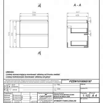 Set baza mobilier Cersanit B275 Moduo IN 60 DSM + lavoar Cersanit, sertare soft close, 60 cm, Alb