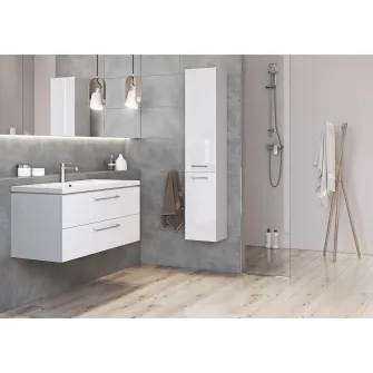 Set baza mobilier Cersanit Lara 100 + Lavoar Cersanit Mille 100, PAL lacuit, 2 sertare, inchidere lenta, 99.4x44.7x46 cm, Alb