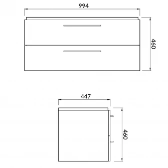 Set baza mobilier Cersanit Lara 100 + Lavoar Cersanit Mille 100, PAL lacuit, 2 sertare, inchidere lenta, 99.4x44.7x46 cm, Nuc