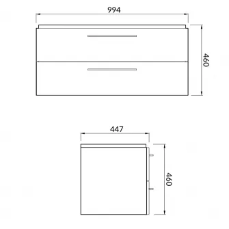 Set baza mobilier Cersanit Lara 100 + Lavoar Cersanit Mille 100, PAL lacuit, 2 sertare, inchidere lenta, 99.4x44.7x46 cm, Alb