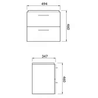 Set baza mobilier Cersanit Lara Slim 50 + Lavoar Cersanit Mille Slim 50, PAL lacuit, 2 sertare, inchidere lenta, 49.4x34.7x46 cm, Alb