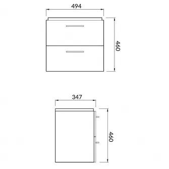 Set baza mobilier Cersanit Lara Slim 50 + Lavoar Cersanit Mille Slim 50, PAL lacuit, 2 sertare, inchidere lenta, 49.4x34.7x46 cm, Nuc