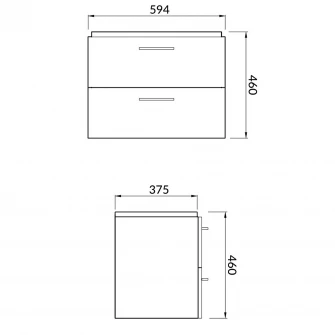 Set baza mobilier Cersanit Lara Slim 60 + Lavoar Cersanit Mille Slim 60, PAL lacuit, 2 sertare, inchidere lenta, 59.4x37.5x46 cm, Alb