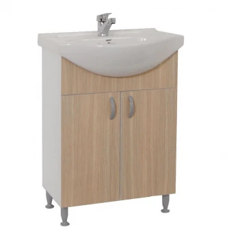 Set baza mobilier + lavoar ceramic Badenmob Seria 001, 50x81x42 cm, Fag