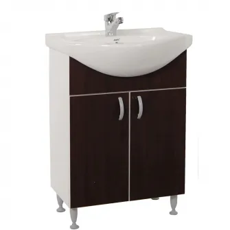Set baza mobilier + lavoar ceramic Badenmob Seria 001, 50x81x45 cm, Wenge