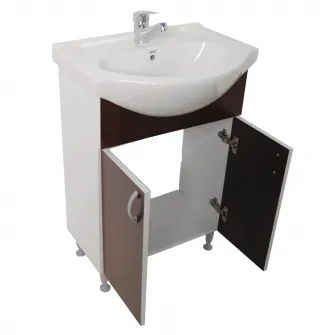 Set baza mobilier + lavoar ceramic Badenmob Seria 001, 50x81x45 cm, Wenge
