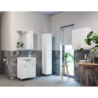 Set baza mobilier + lavoar ceramic Badenmob Seria 053, 60x81x45 cm, Alb