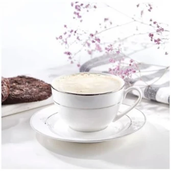 Set cafea Ambition Aura Silver, portelan, 12 piese