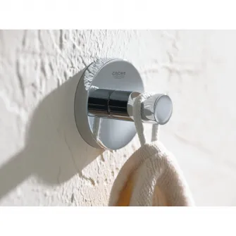 Set complet 5 in 1 accesorii de baie Grohe Essentials, bara prosop 600 mm, fixare perete ascunsa, Crom