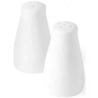Set condimente din portelan, 2 piese, Hendi, pentru sare si piper, diametru 4.2 cm, inaltime 8 cm.