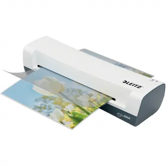 Set crafting Leitz, 4 in 1, include laminator Leitz iLAM Home A4, trimmer, rotunjitor, 5 folii laminare A4, alb