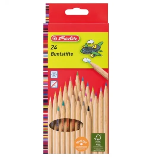 Set creioane color Herlitz, Natur, 1/1, 24 buc/set