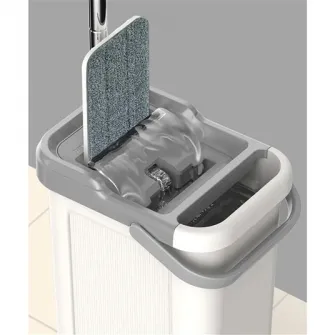 Set de curatenie Kring New Clear, galeata de 7.5 l cu scurgere laterala si 2 rezerve mop