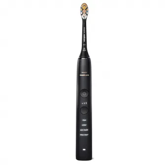Set de doua periute sonice Philips Sonicare HX9914/69 Diamond Clean 9000 HX9914/69, 4 moduri de periere, 3 intensitati, 1 suport, 1 pahar, alb/negru/auriu
