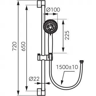Set de dus Ferro Horn N370BL-B, bara dus 65 cm, para dus 3 functii, furtun dus 150cm, Negru mat