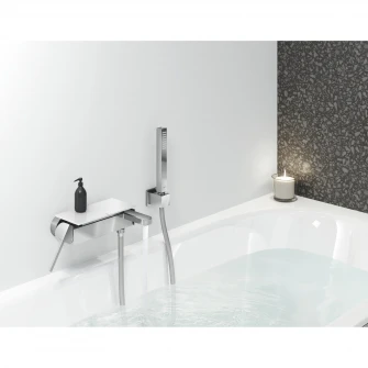 Set de dus Grohe Plus 33547003, 1/2'', monocomanda, cartus ceramic, para dus Stick, suport de perete, furtun SilverFlex 1.5 m, elemente fixare ascunse, limitator, crom