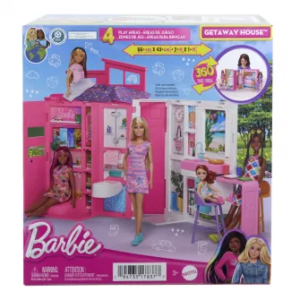 Set de joaca Barbie - Casa pliabila cu 4 zone, Getaway House