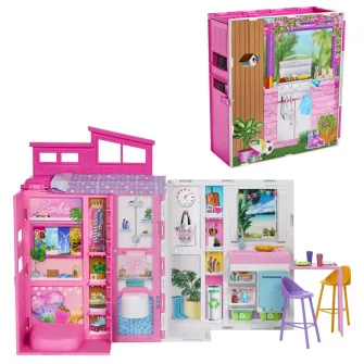 Set de joaca Barbie - Casa pliabila cu 4 zone, Getaway House