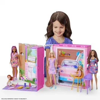 Set de joaca Barbie - Casa pliabila cu 4 zone, Getaway House