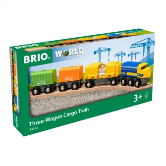 Set de joaca Brio - Tren de marfa, cu 3 vagoane