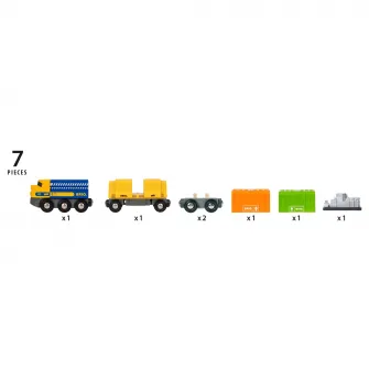 Set de joaca Brio - Tren de marfa, cu 3 vagoane
