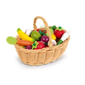 Set de joaca din lemn Janod - Cosul cu fructe si legume