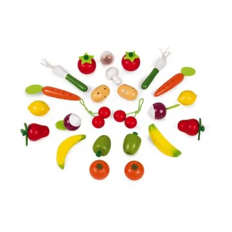 Set de joaca din lemn Janod - Cosul cu fructe si legume