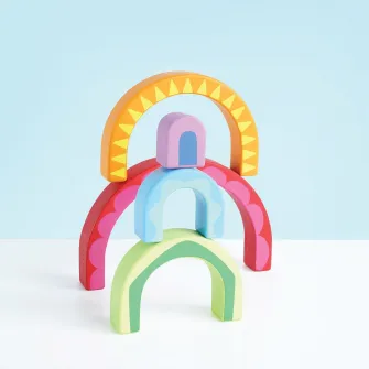 Set de joaca din lemn Le Toy Van - Tunelul curcubeu, 5 piese