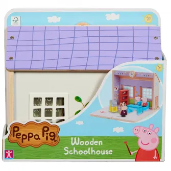 Set de joaca din lemn Peppa Pig - Scoala, cu 3 figurine
